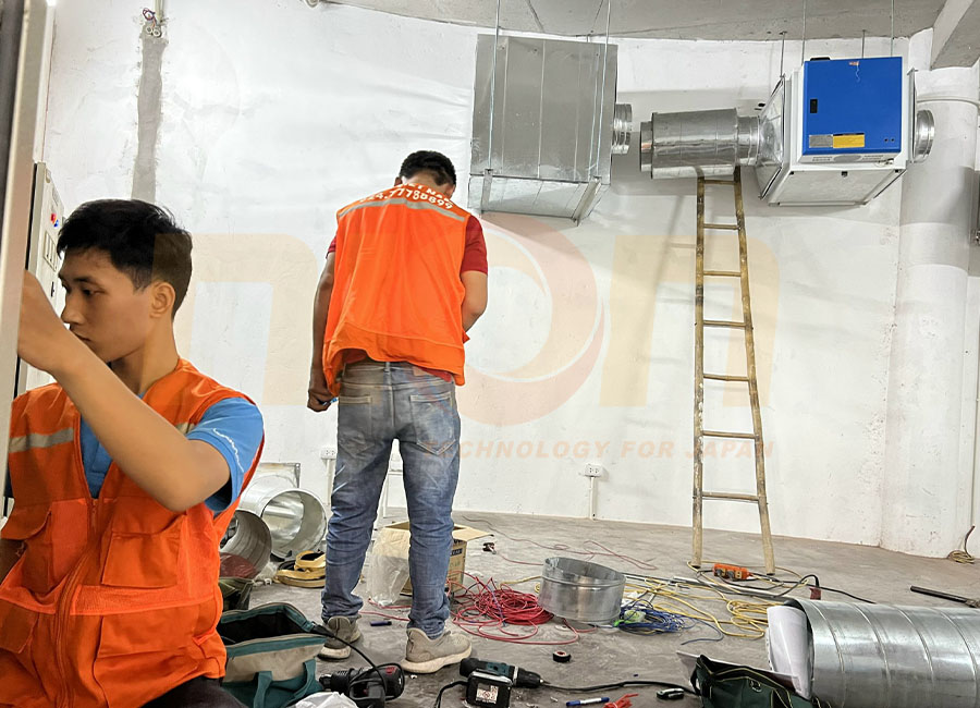 may loc tinh dien xu ly khoi dau bep nha hang maris tai tinh hung yen